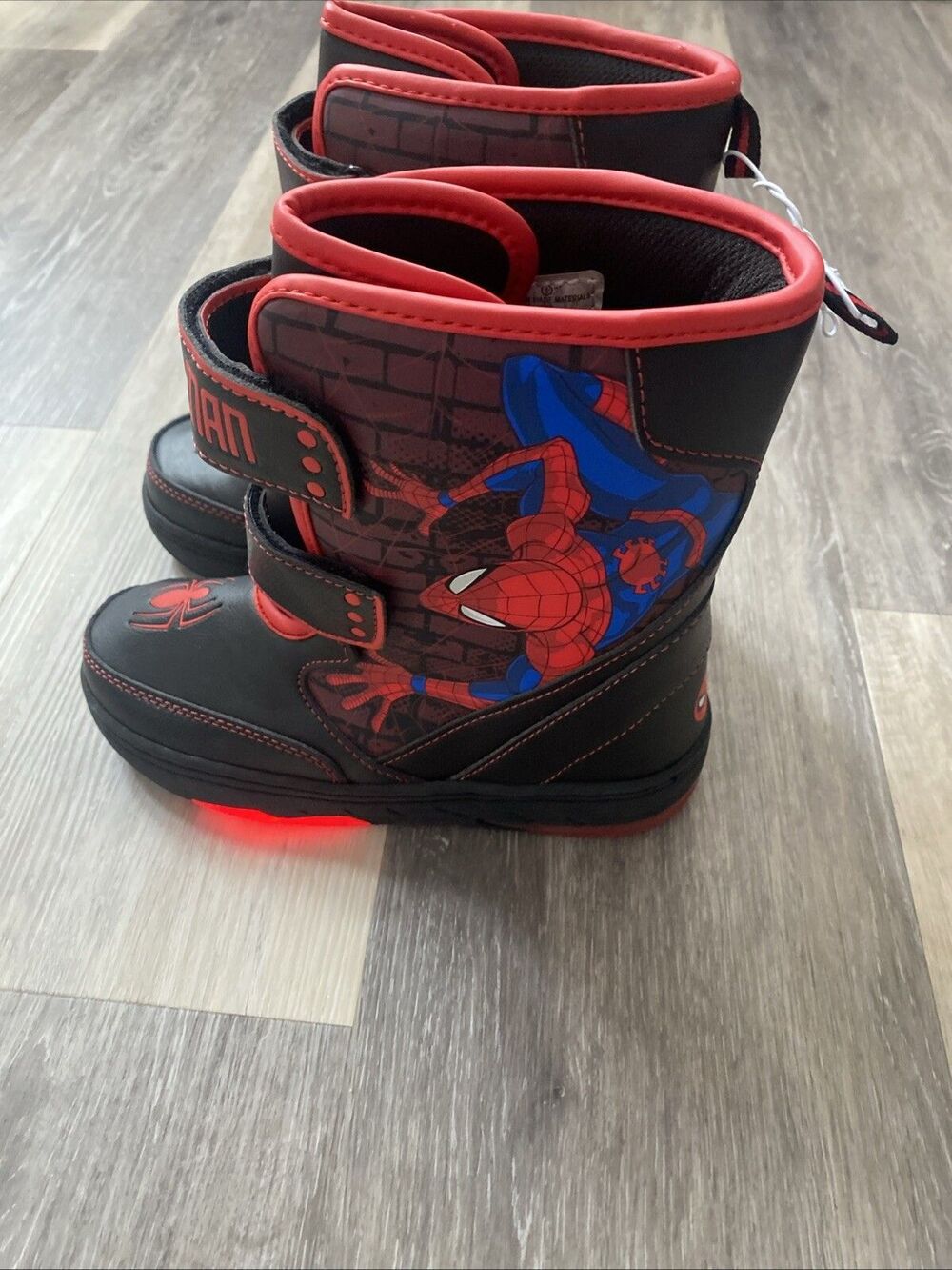 Marvel Boys Spider-Man Light-Up Hook & Loop Winter Boots Red/Black Size 7